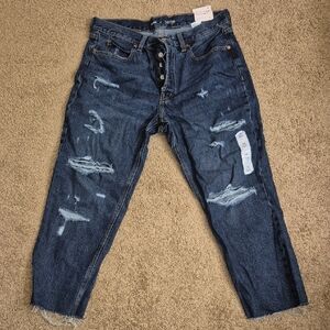 Old Navy Men's Relaxed Fit Distressed Dark Blue Jeans